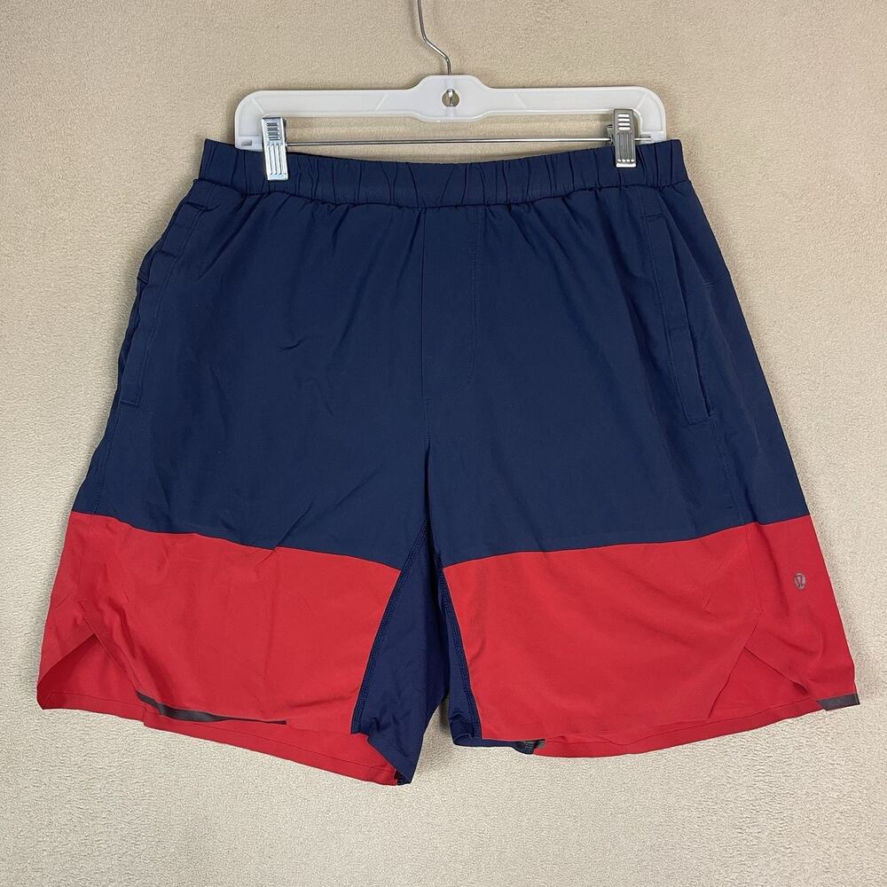 Lululemon Short Mens L Multicolor Athletic Gym‎ Elastic Waist Pockets Linerless